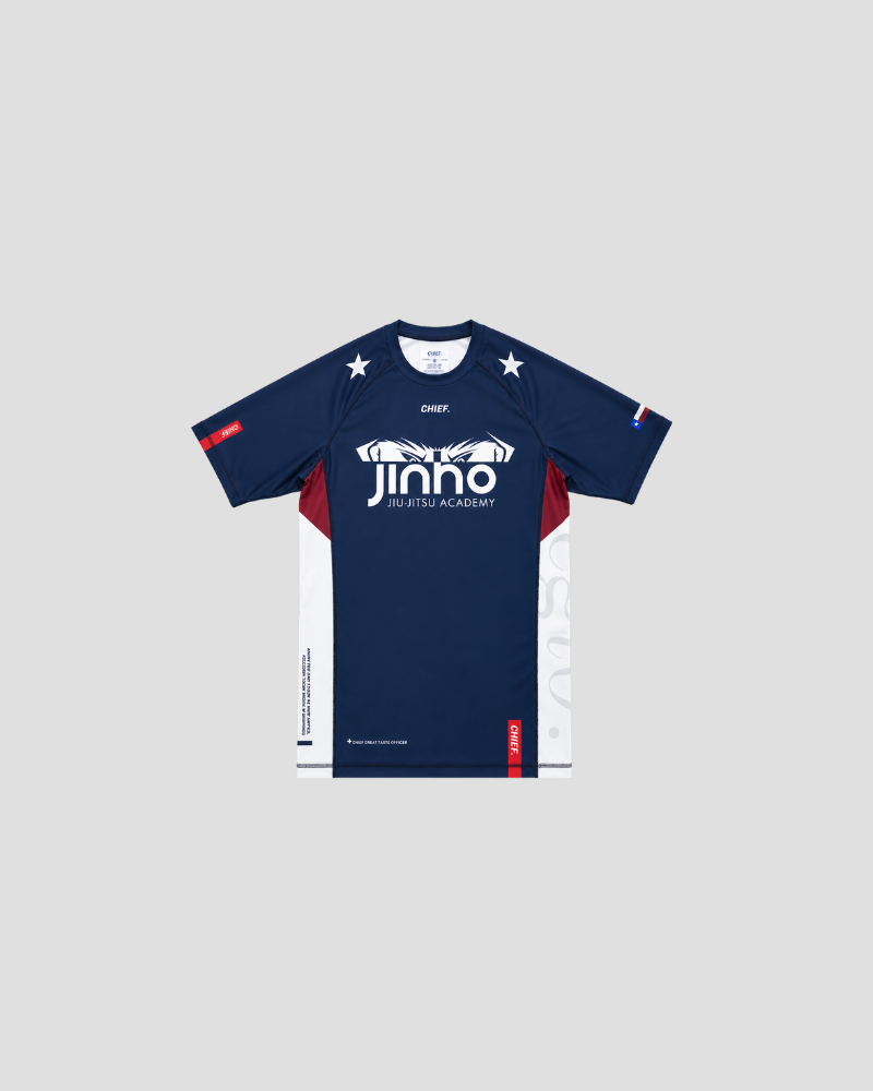 Jinho Academy rash guard, front