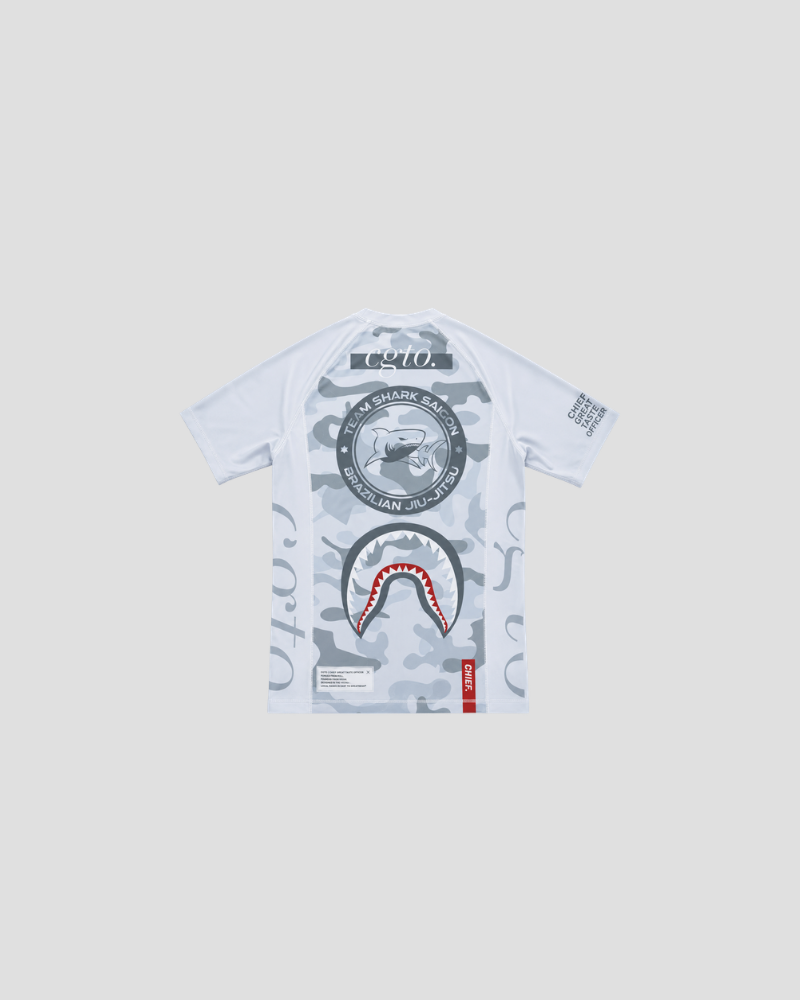 Team Shark rash guard, back