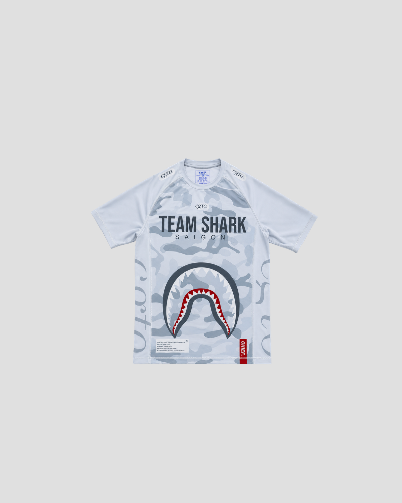 Team Shark rash guard, front